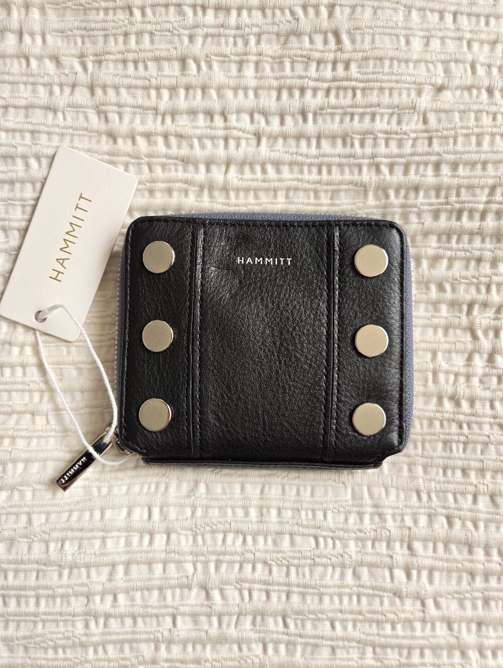 NWT Hammitt *Limited Edition* 5 North Wallet Black Leather Blue Grey Zipper